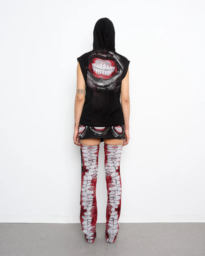 GAUGE HOODED FINE KNIT VEST – IDEN