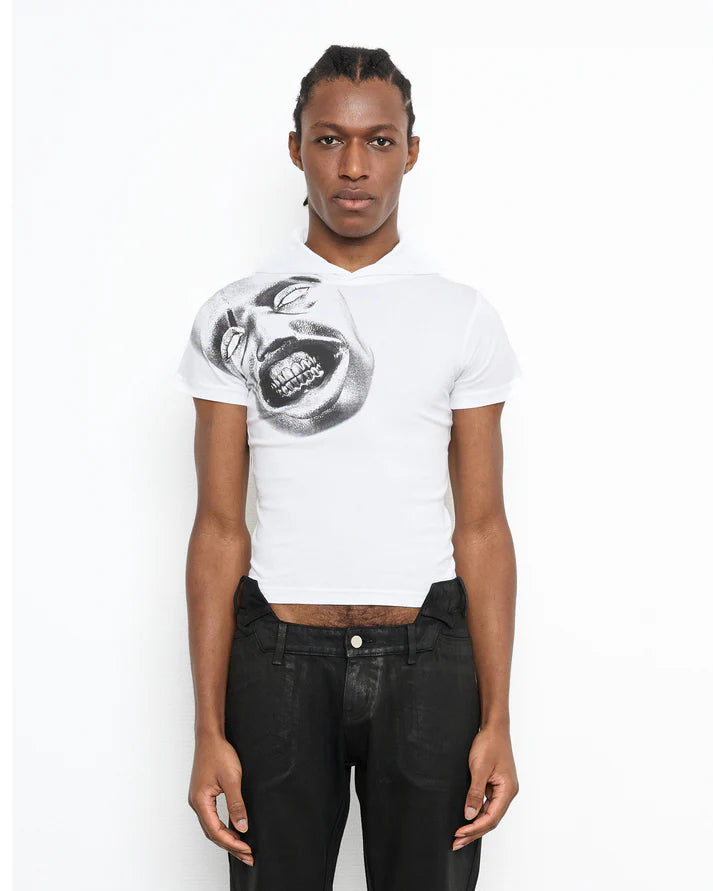 GAUGE HOODED T-SHIRT WHITE – IDEN